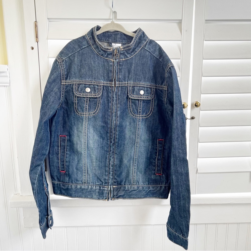 Gymboree Collarless Full Zip Denim Jacket Big Girls Size 12